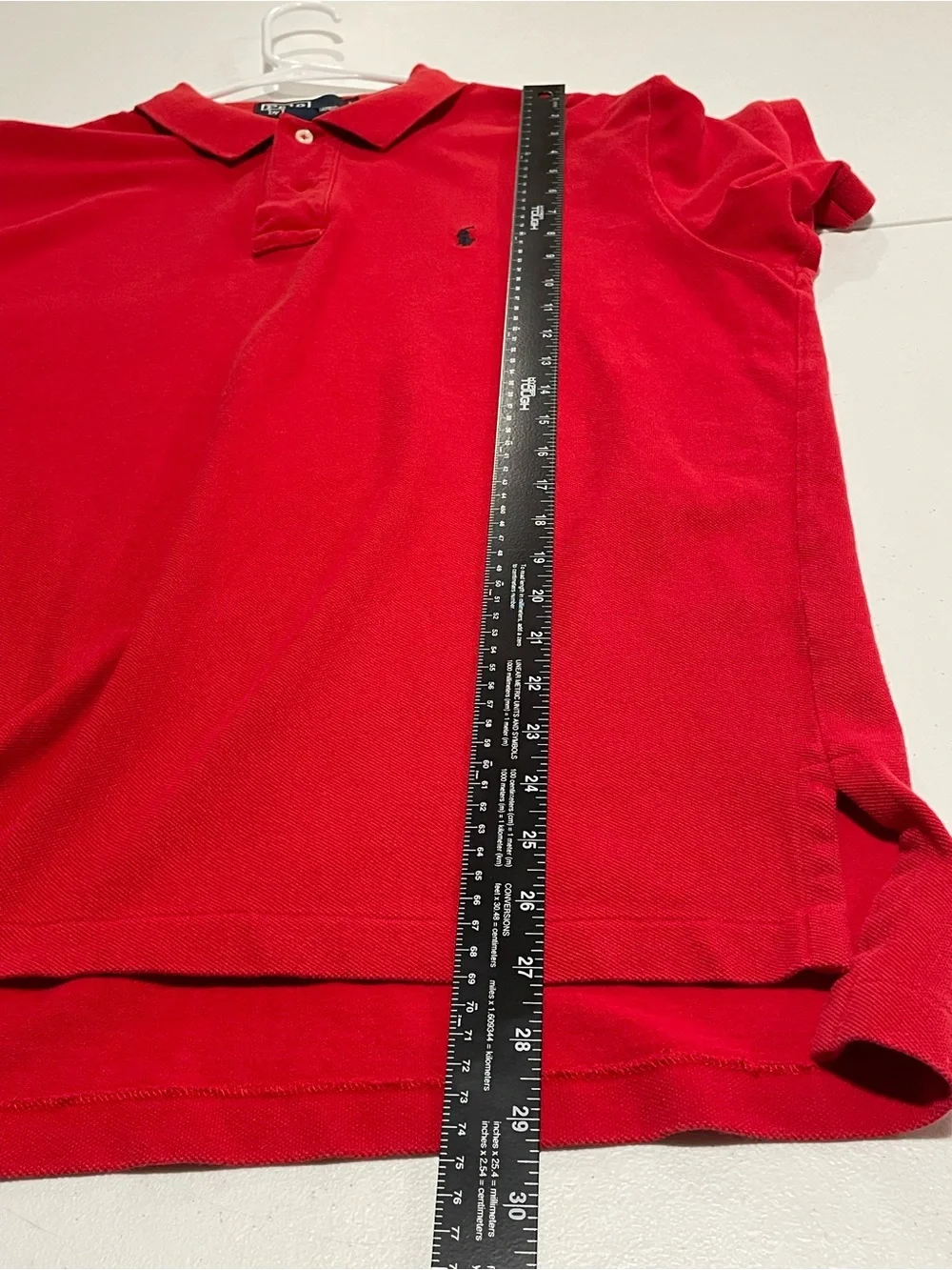 Polo Ralph Lauren Classic Red Polo Navy Pony Sz Large 100% Cotton Casual Preppy